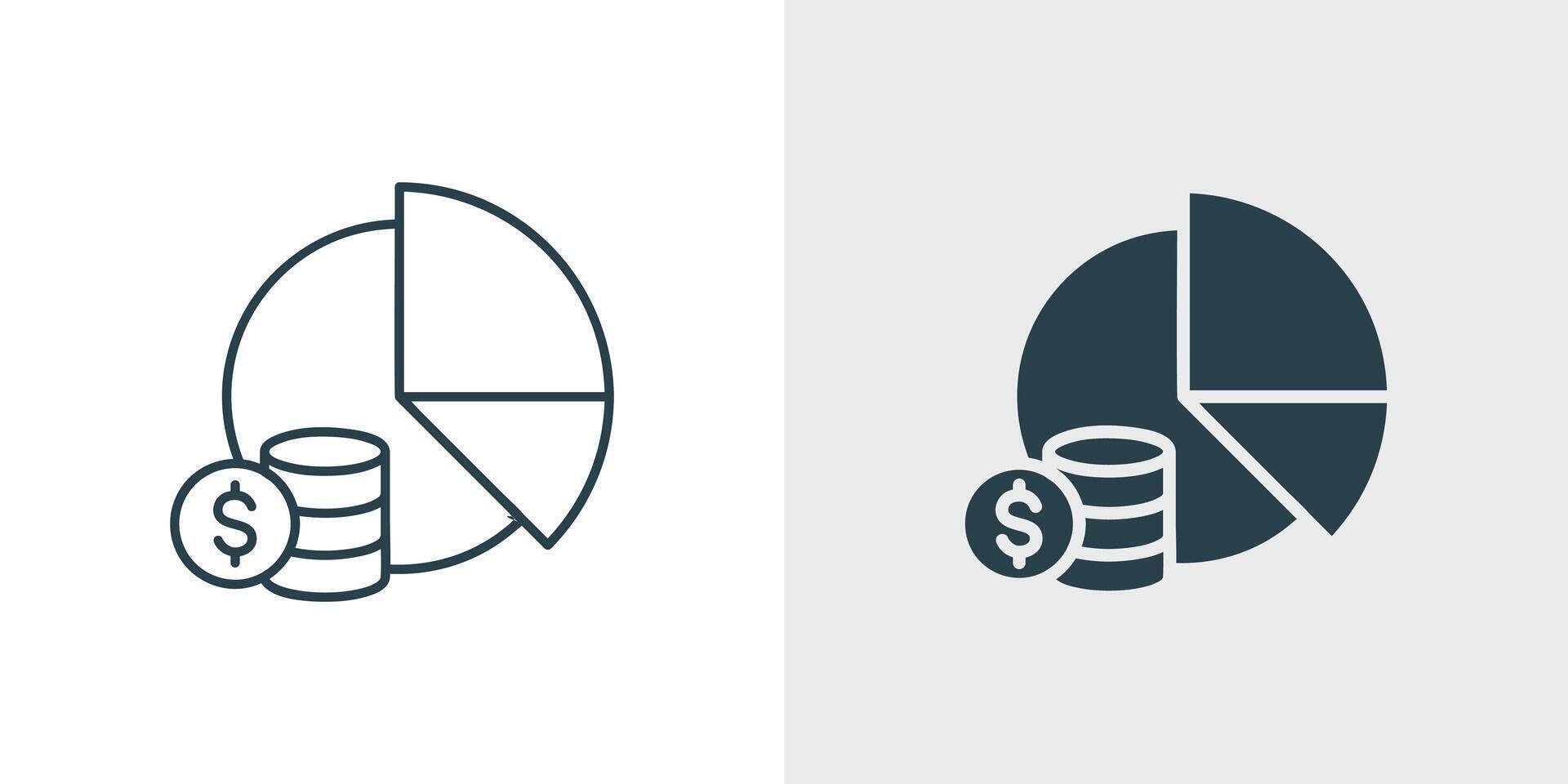 Financial Analysis Icon Illustration. Concept of Investment Allocation, Asset Distribution, Pie Chart with Coins, and Budget Breakdown icons vector