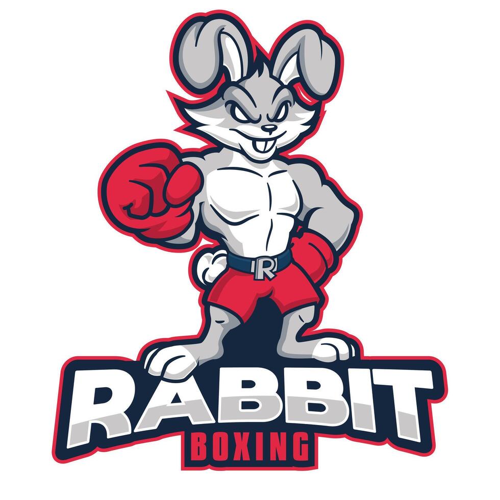 Fighting Rabbit standing, Boxing Champion Logo vector