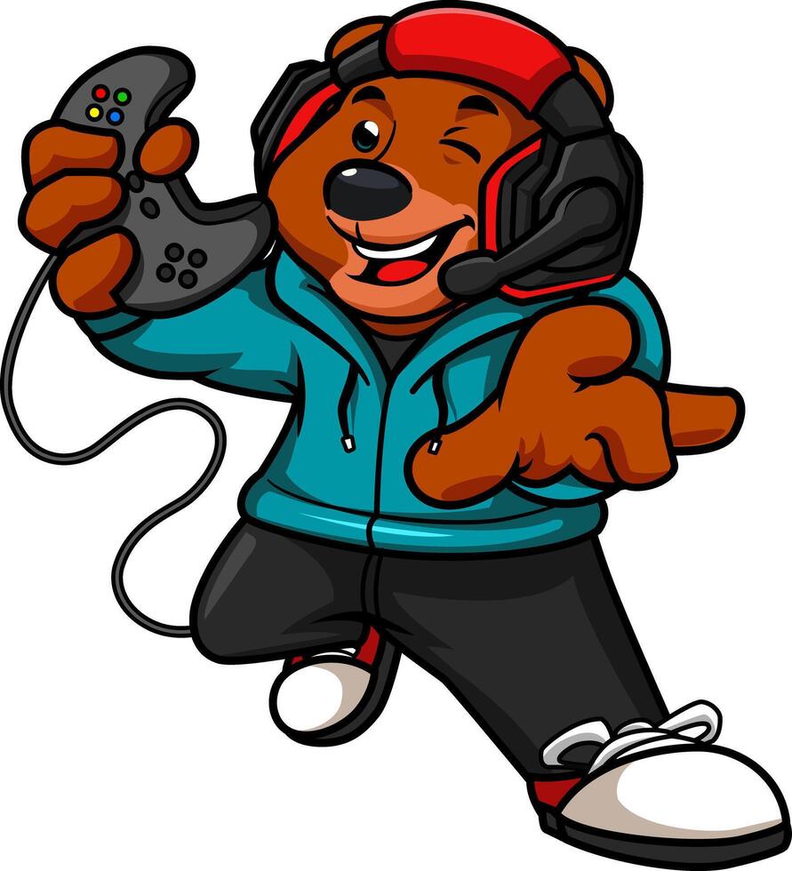 Awesome Bear, The Cartoon Gaming Sensation vector