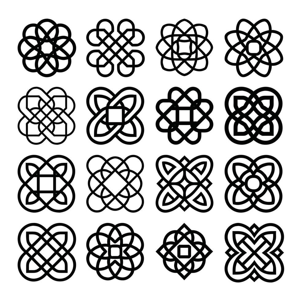 set of abstract geometric patterns vector