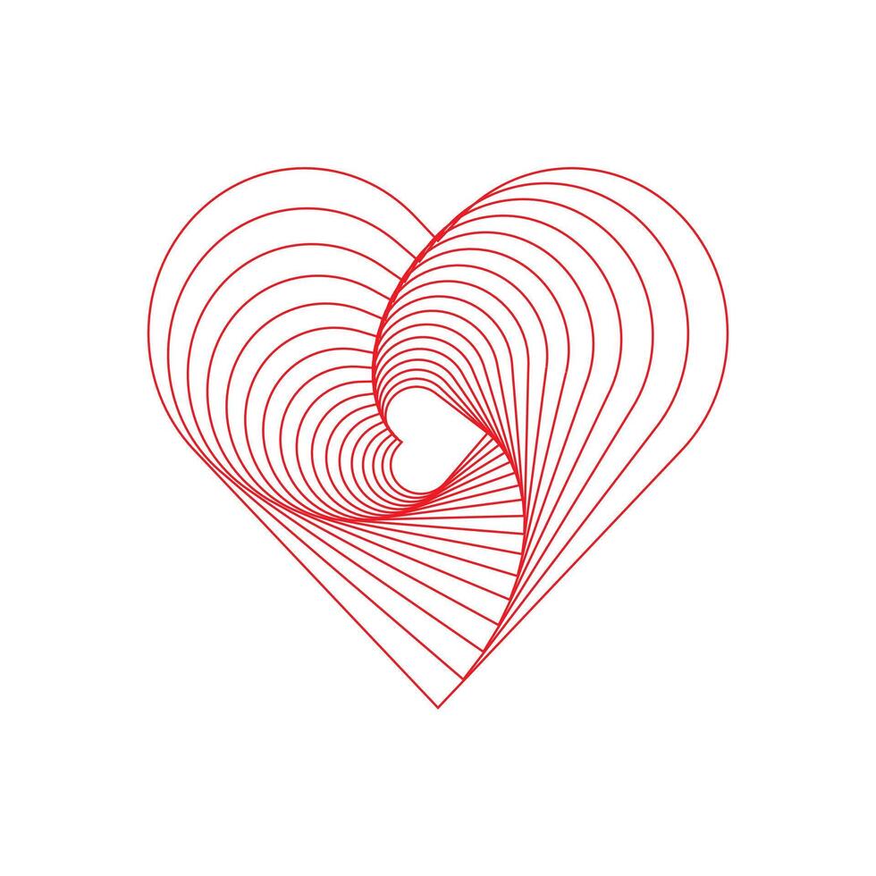 red heart shape line art design vector