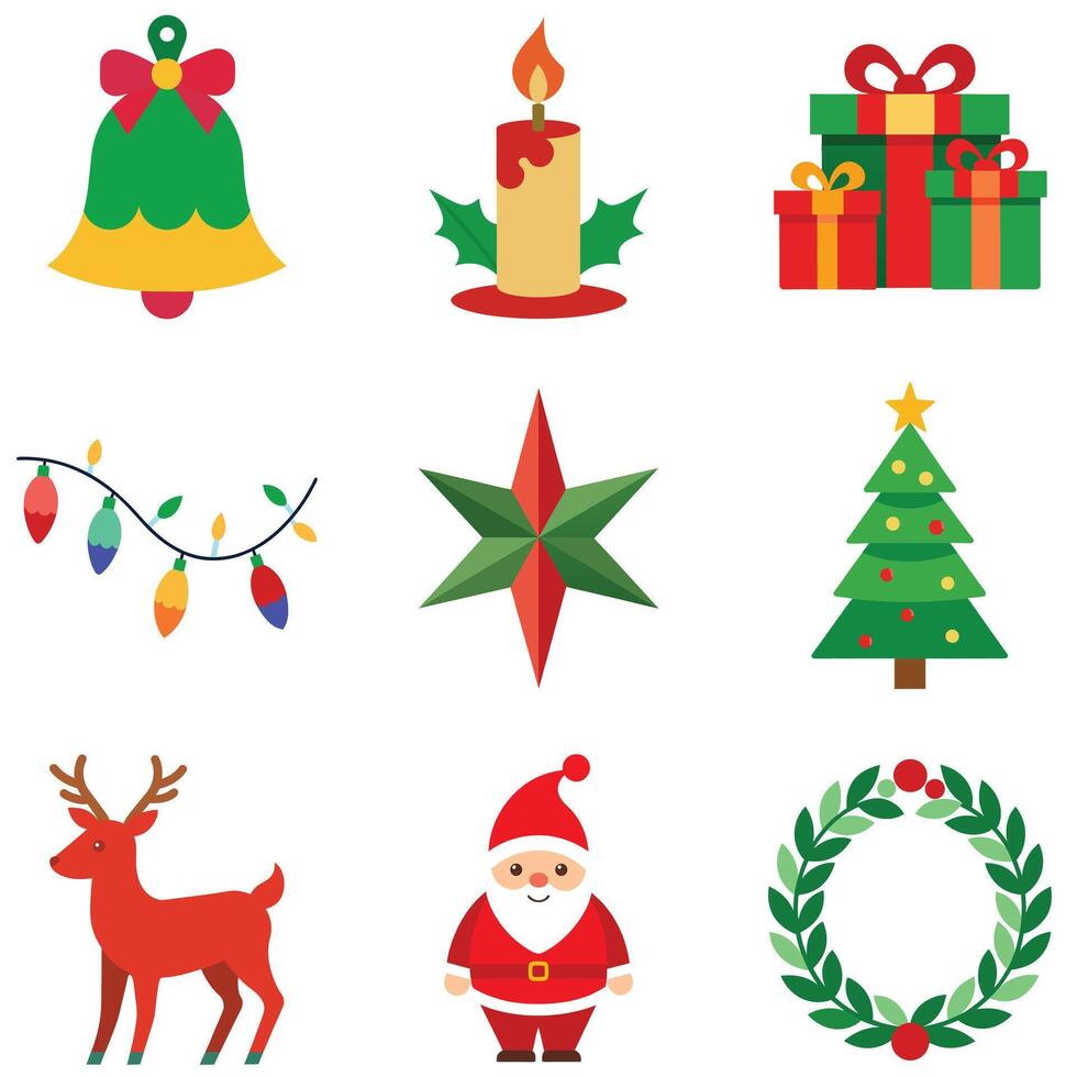 christmas icons set vector