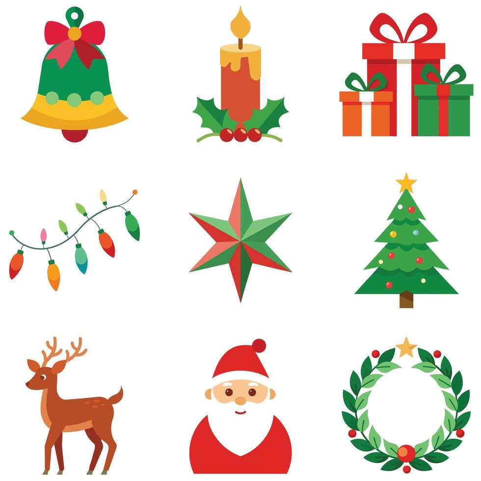Christmas icons set bundle vector
