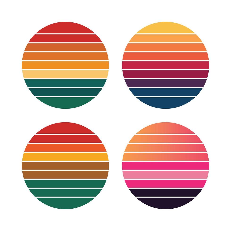 Set of Retro sunset vector