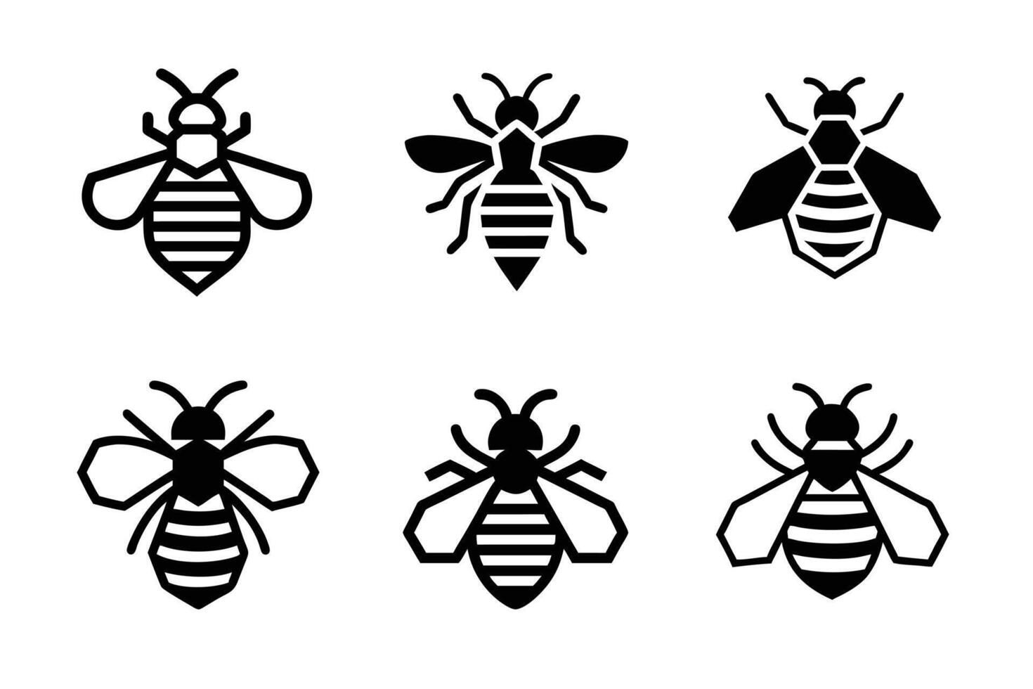 set of bee vector