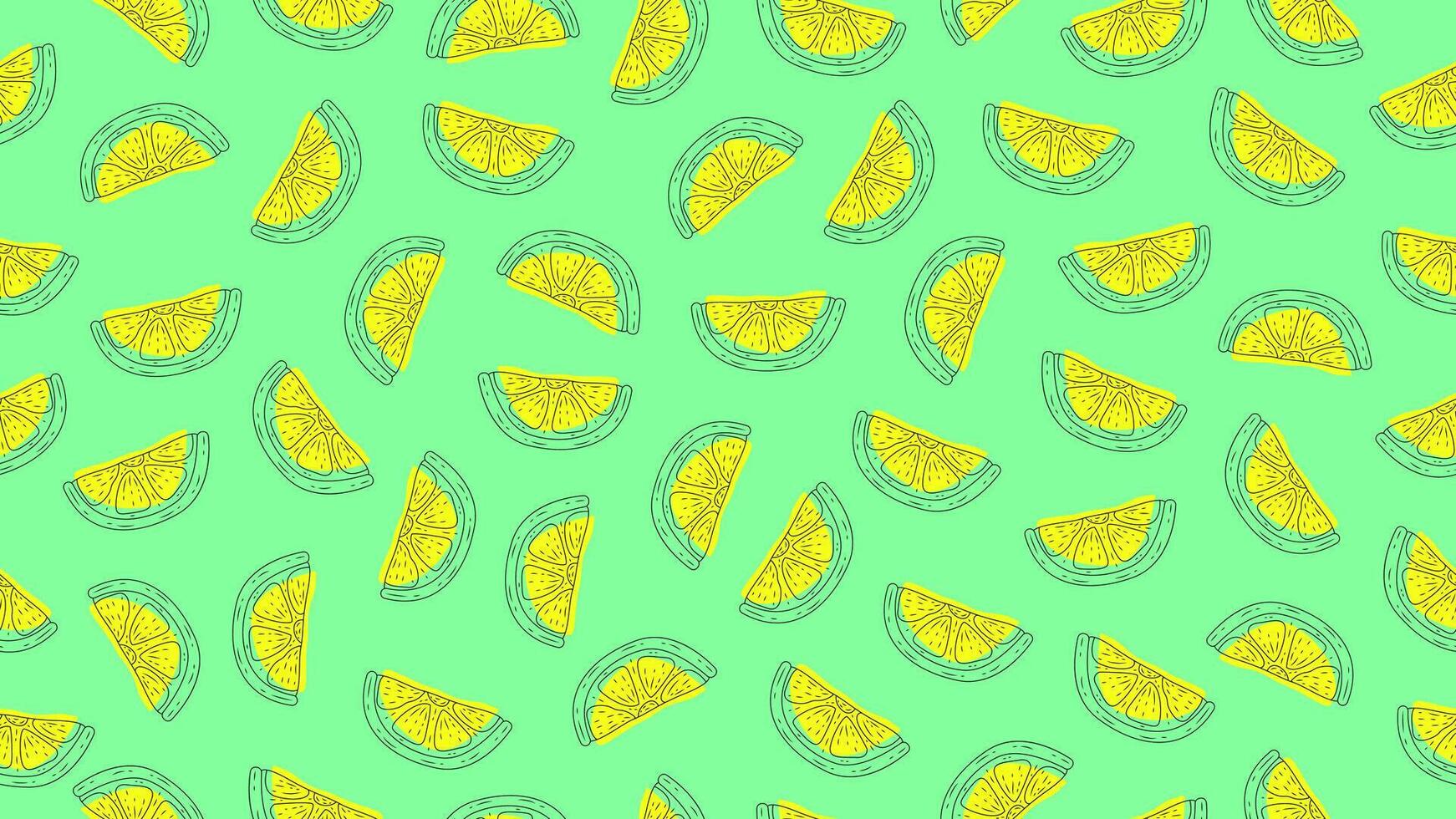 Lemon doodle seamless pattern background. Hand drawn lemon citrus sketch. Lemon motif wallpaper vector