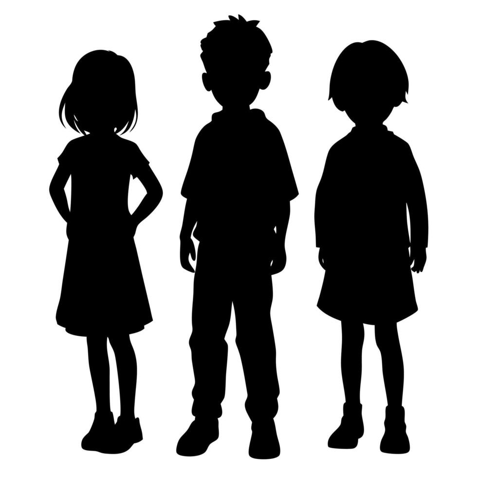 Children Silhouettes Grouped Together on White Background for Educational or Childhood Themes, Back to School or Team Projects vector