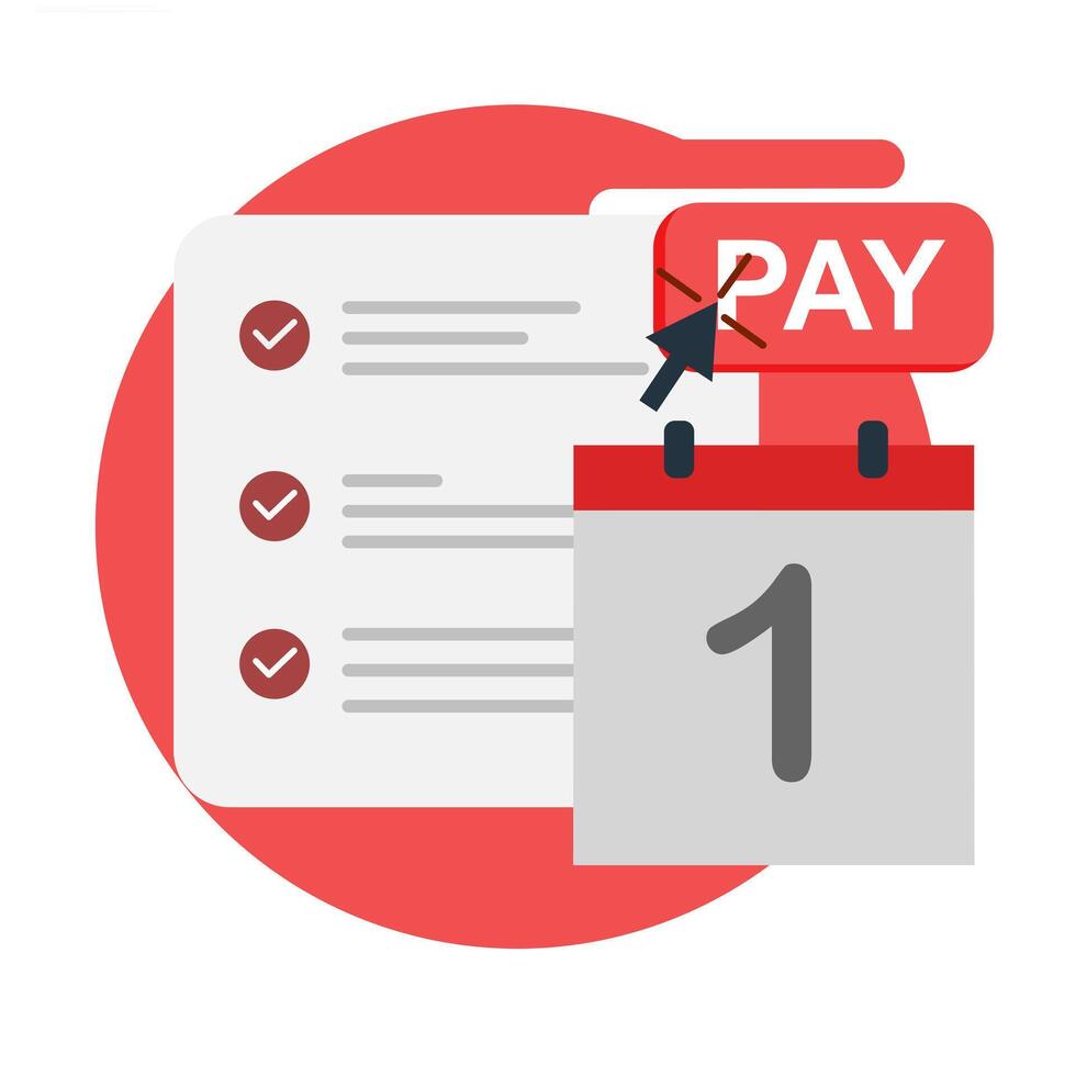 Illustration of bill payment planning schedule in calendar. Illustration with icons vector