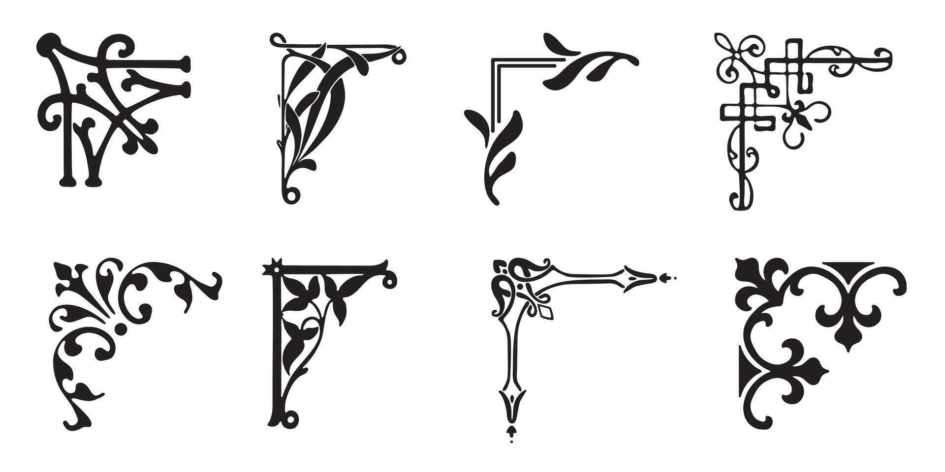 Corner icon set. Frame illustration sign collection. Vintage style vector