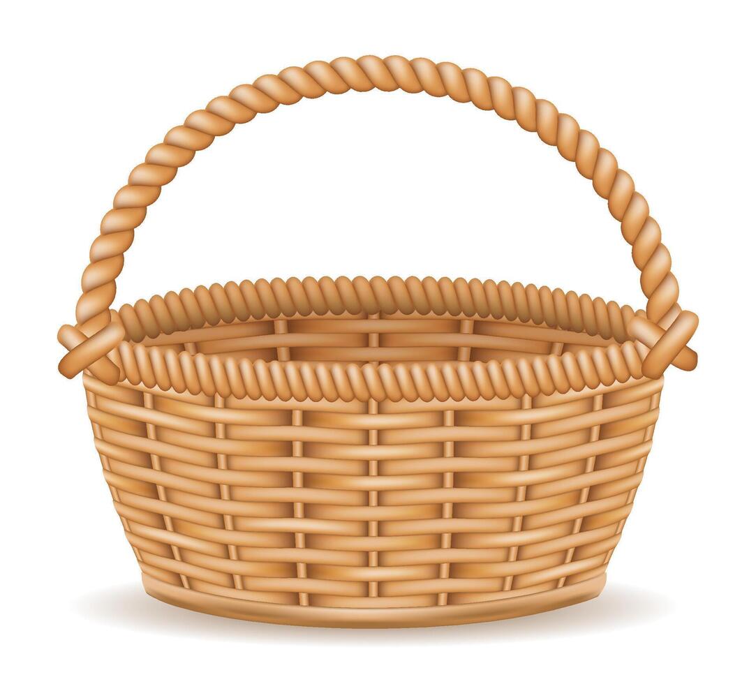 wicker basket illustration isolated on white background vector