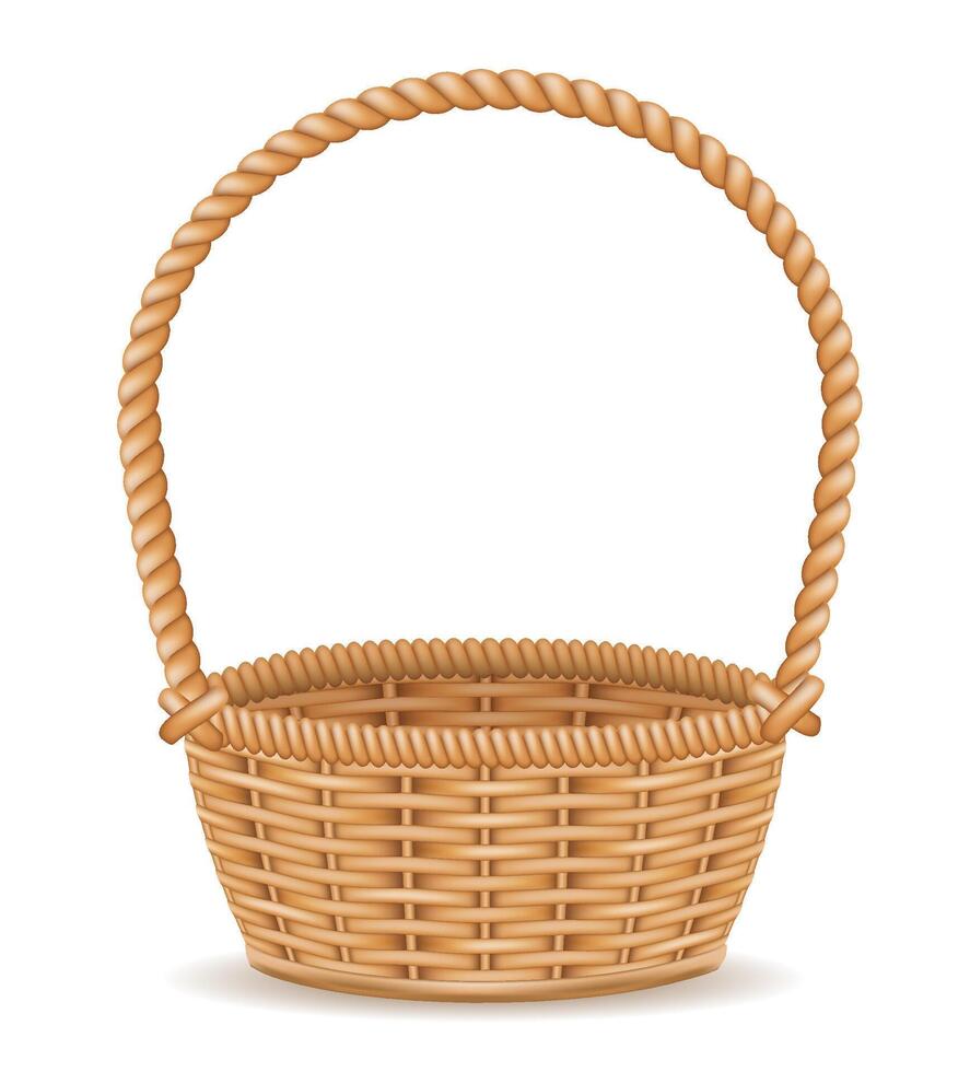 wicker basket illustration isolated white background vector