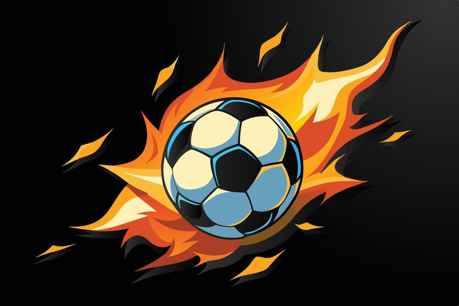 Burning soccer ball with flames on a black background vector