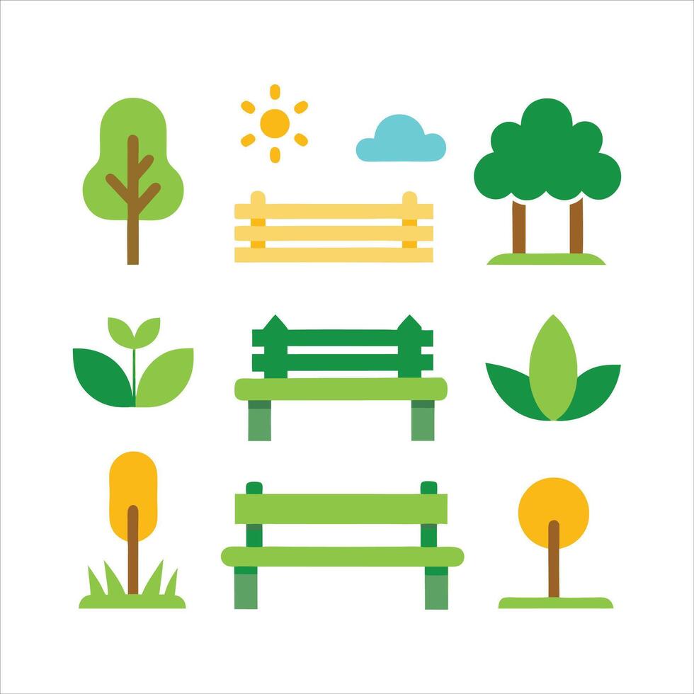 Park bench flat design illustration vector