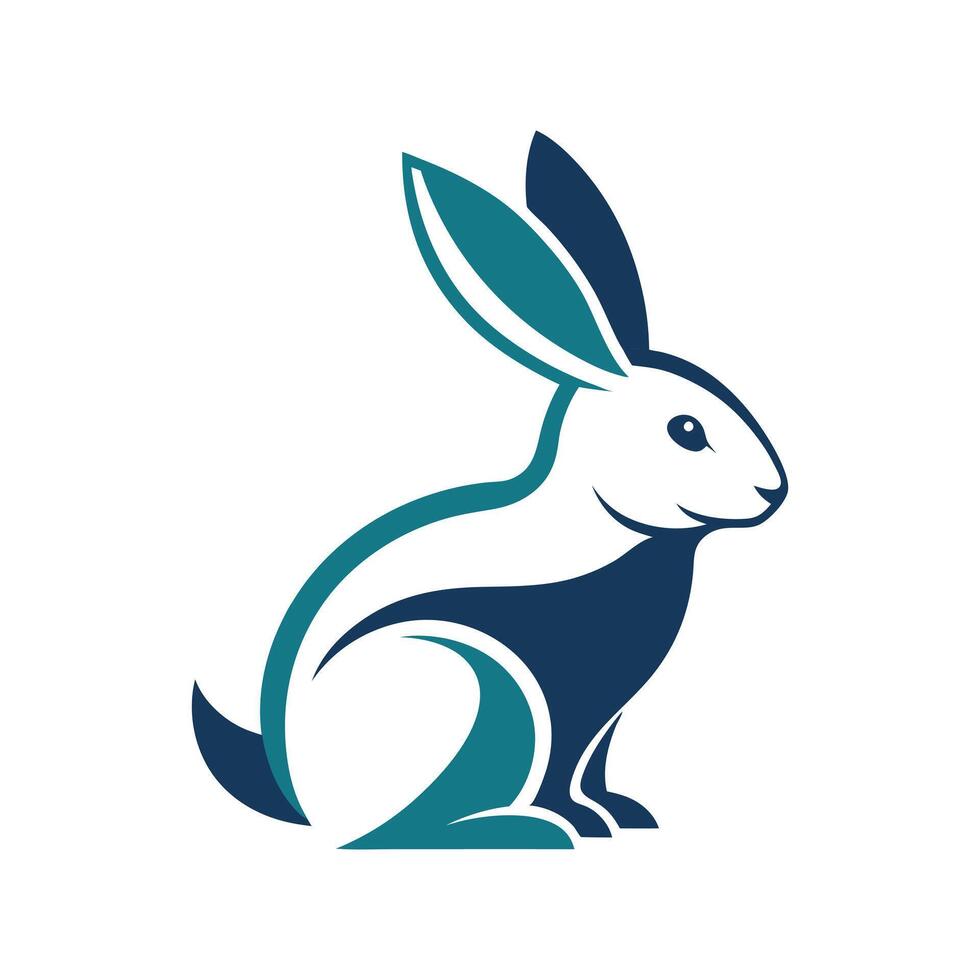 A rabbit logo with blue and green colors vector