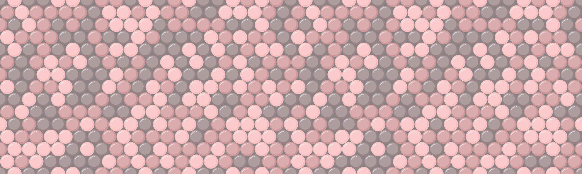 Elegant abstract geometric pattern featuring soft pink and grey circles in a repeating, textured design. Ideal for backgrounds, textiles, or website design. vector