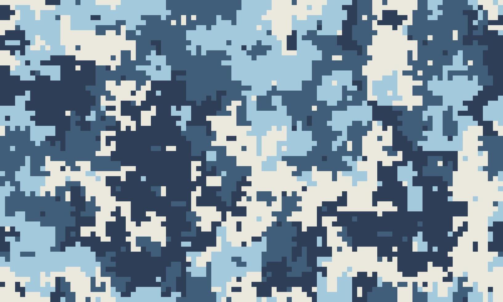 Abstract digital camouflage pattern in cool blue and white tones. Ideal for backgrounds, textiles, or militarythemed designs. vector