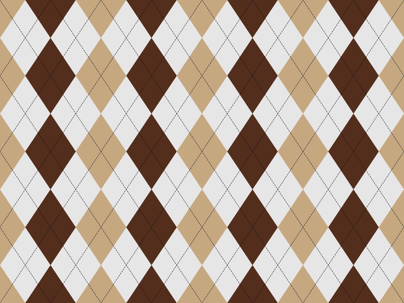 Elegant argyle pattern in brown, beige, and white. Perfect for backgrounds, textiles, or fashion designs. vector