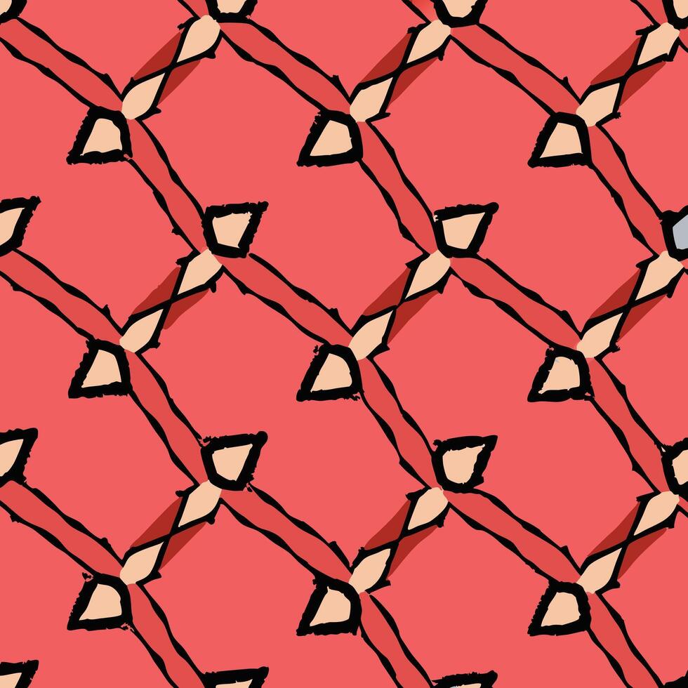 Abstract geometric pattern on a coral background. vector