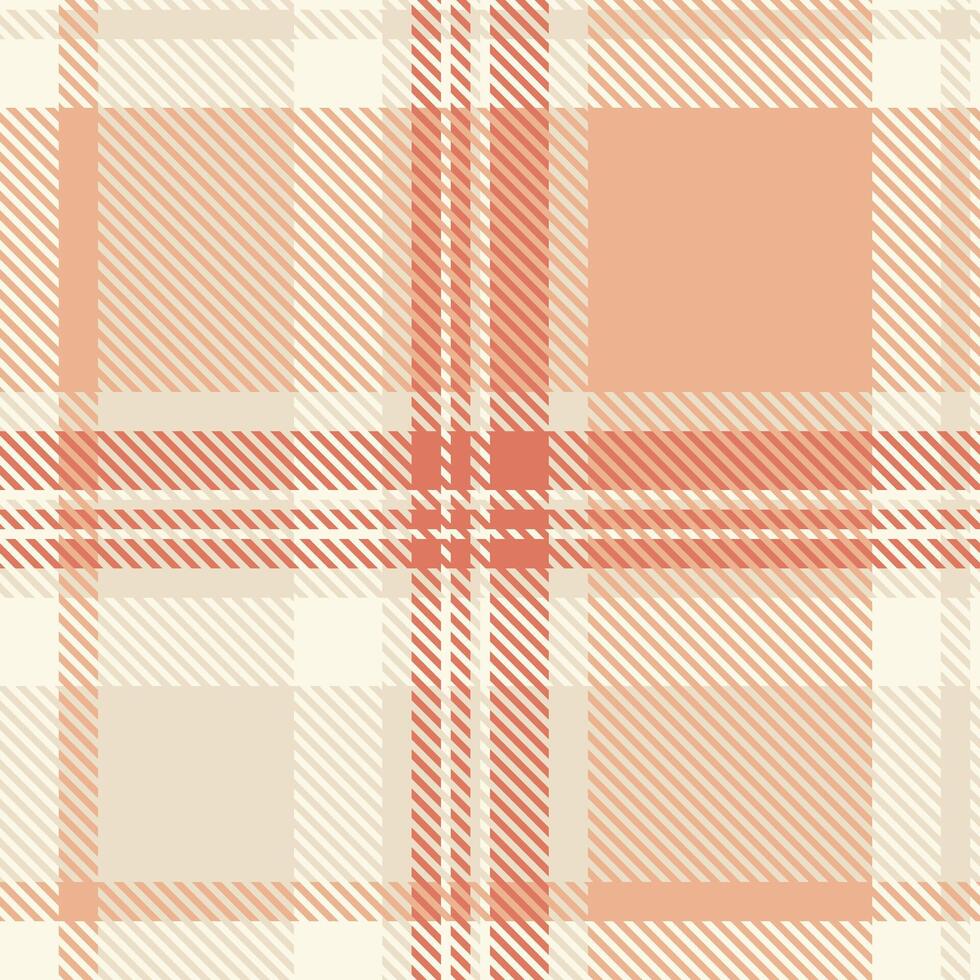 Tablecloth fabric tartan background, summer textile plaid texture. Product seamless pattern check in light and orange colors. vector