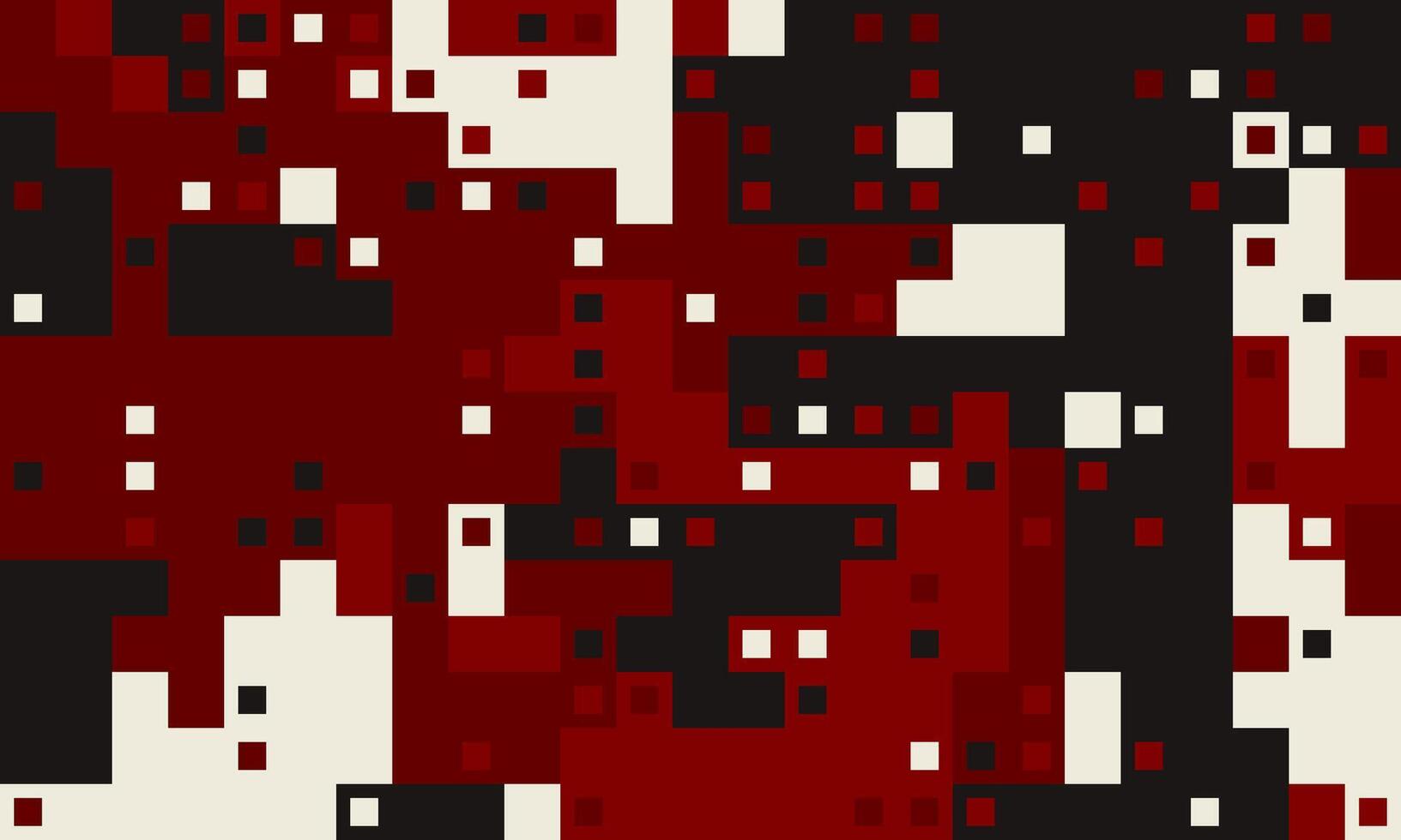 Abstract red, black, and white pixelated pattern. A dynamic, energetic design ideal for tech, gaming, or modern art projects. vector