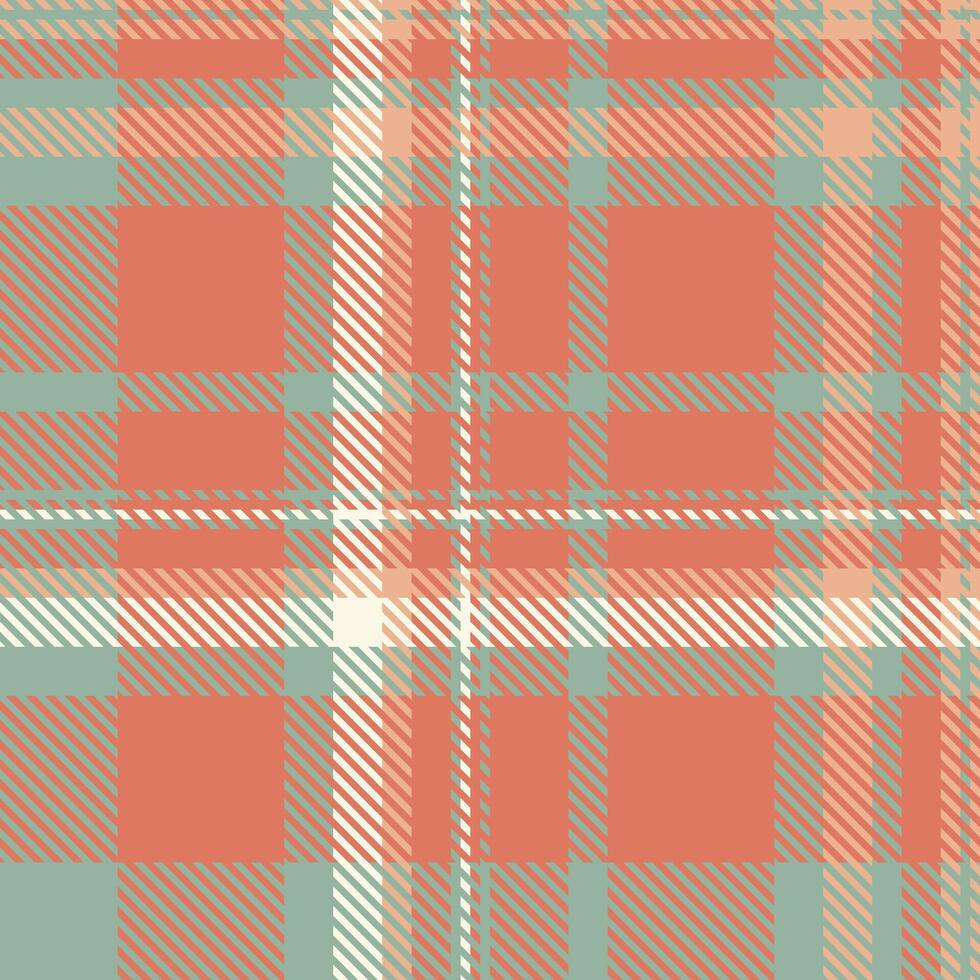 Seamless coral, mint, and cream plaid pattern. Perfect for textile design, website backgrounds, or fashion projects. vector