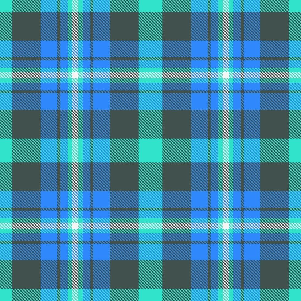 Vibrant teal, blue, and gray plaid pattern. Perfect for textile design, website backgrounds, or fashion projects. vector