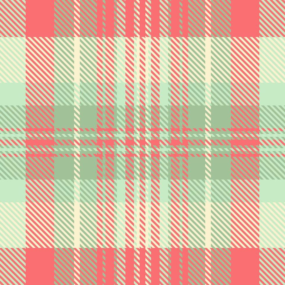 Elegant pastel plaid pattern in coral, mint, and cream. Perfect for textile design, fashion, branding, or website backgrounds. vector