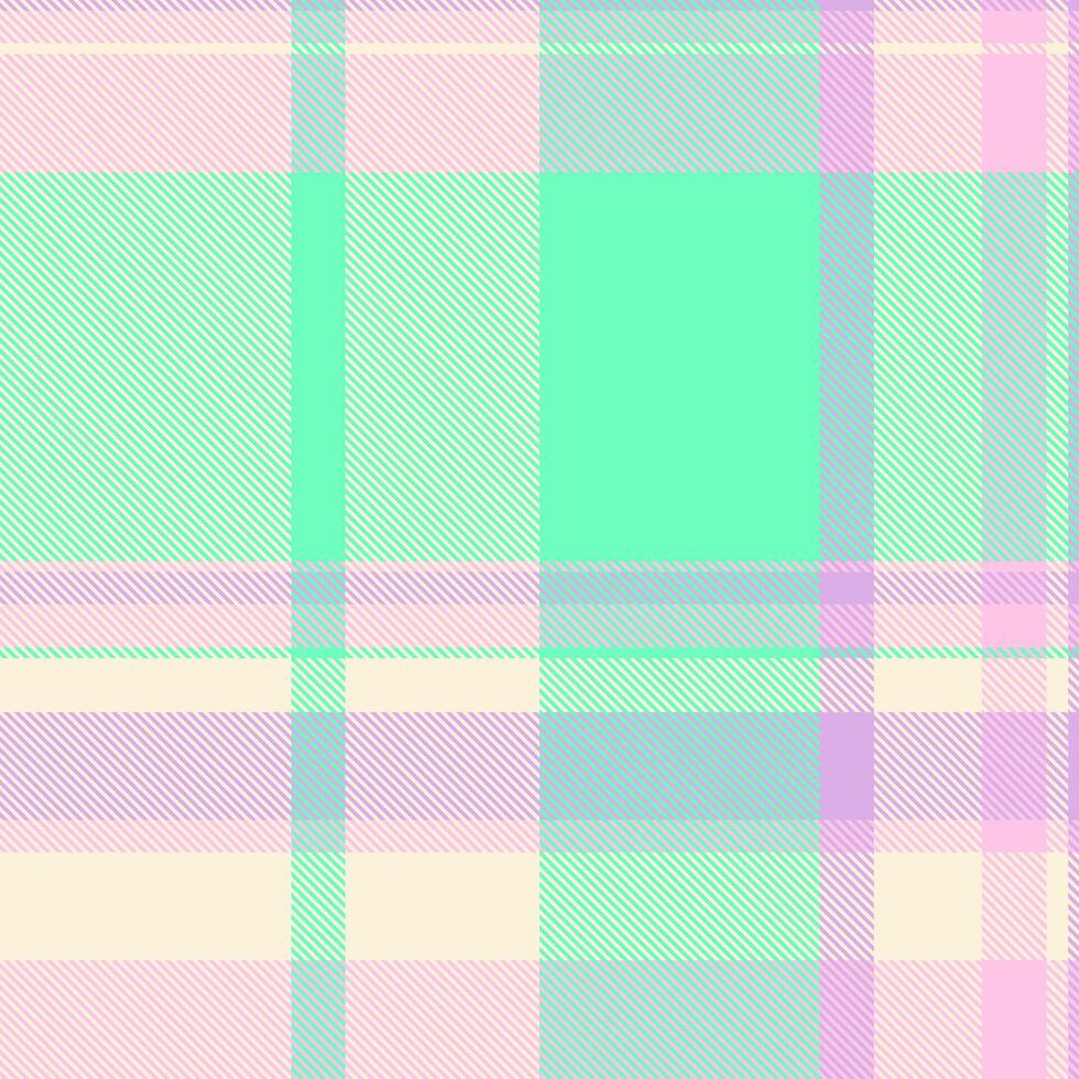 Card plaid seamless pattern, elegance tartan textile fabric. Gift background check texture in light and mint colors. vector