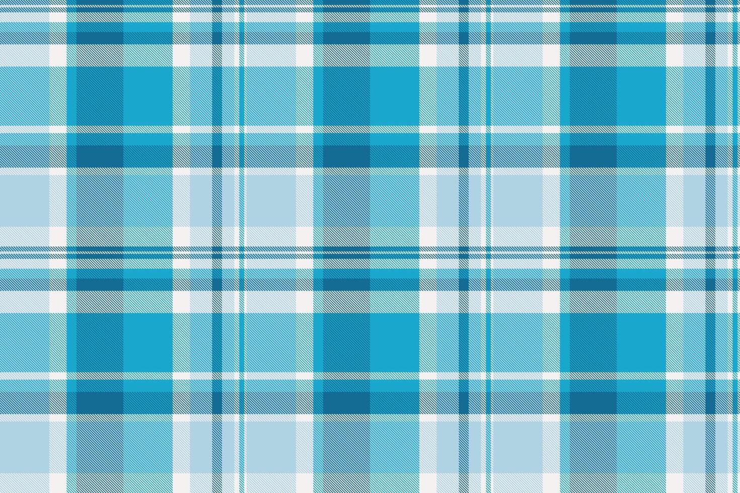 Textured texture textile, painting background seamless fabric. Pano pattern plaid tartan check in cyan and light blue colors. vector