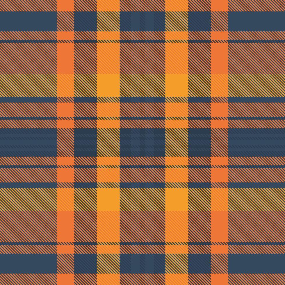 Windowpane check texture seamless, ethnic tartan background. Styling textile plaid fabric pattern in orange and cyan colors. vector