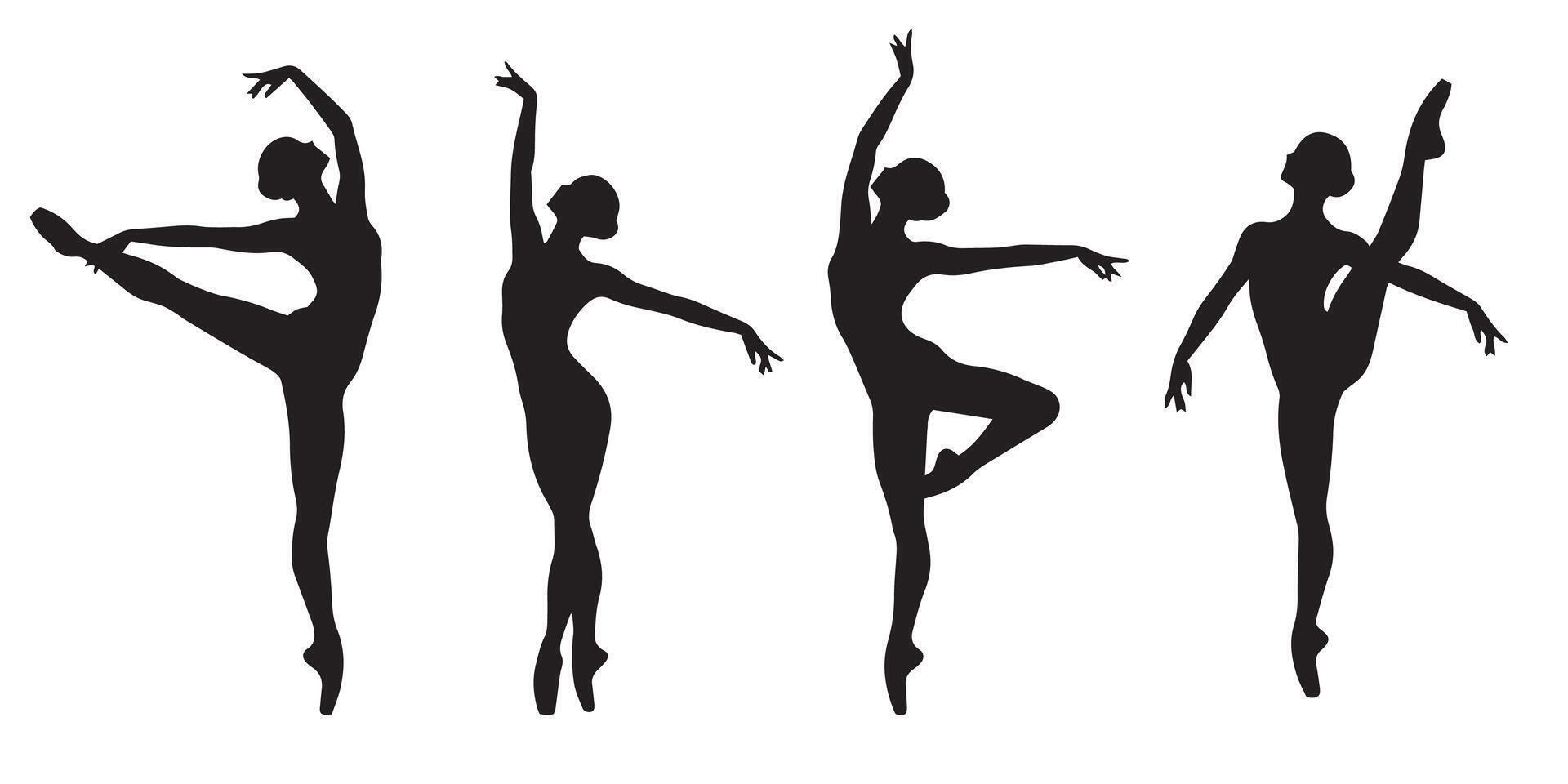 Silhouettes of ballet dancers on a white background vector