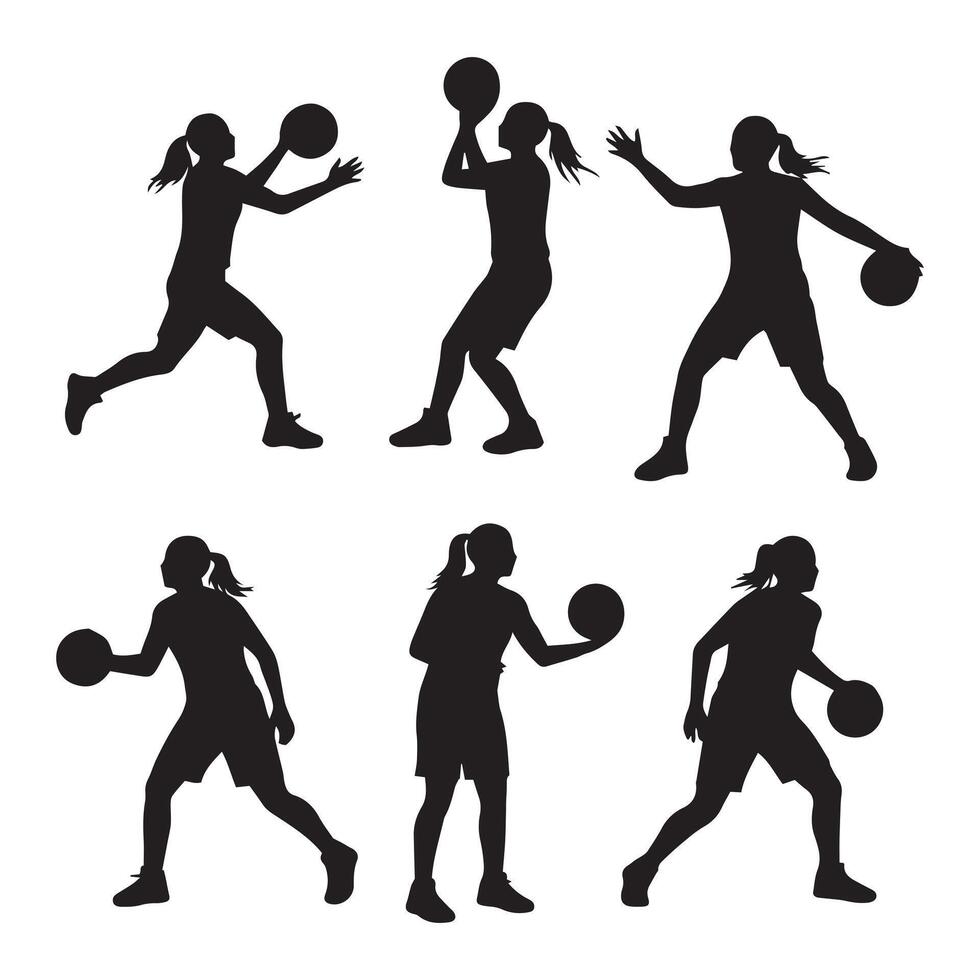 Silhouettes of women playing basketball vector
