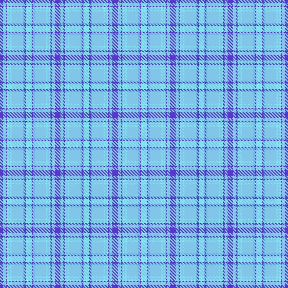 Menswear fabric check , long pattern background textile. Cotton texture plaid tartan seamless in cyan and indigo colors. vector