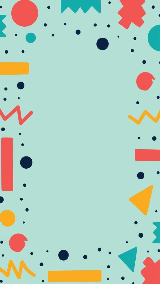A colorful pattern with geometric shapes and shapes teal background vector