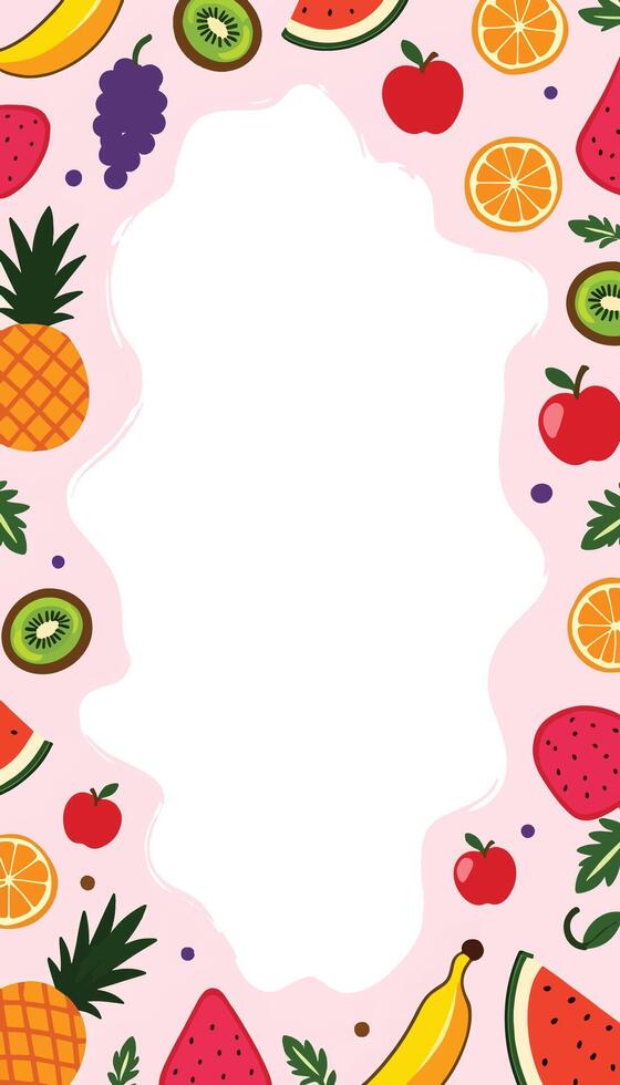 Fruit frame with a white border vector