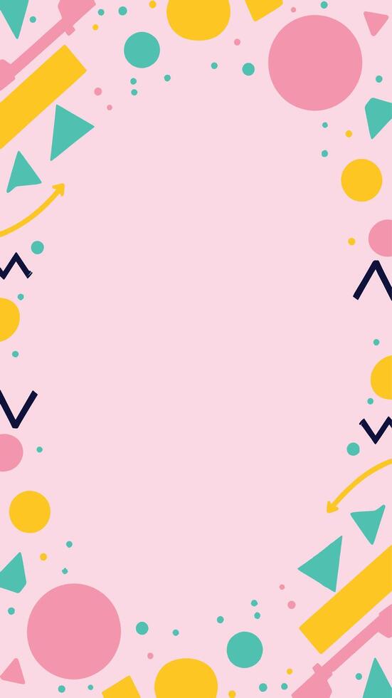 A pink background with geometric shapes and arrows vector