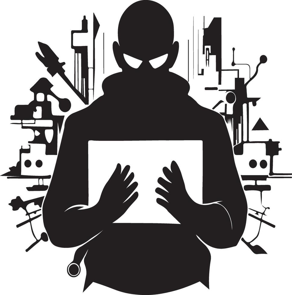 Tech Startup Concept Abstract Design For Information Technology Silhouette Art Illustration on a White Background vector
