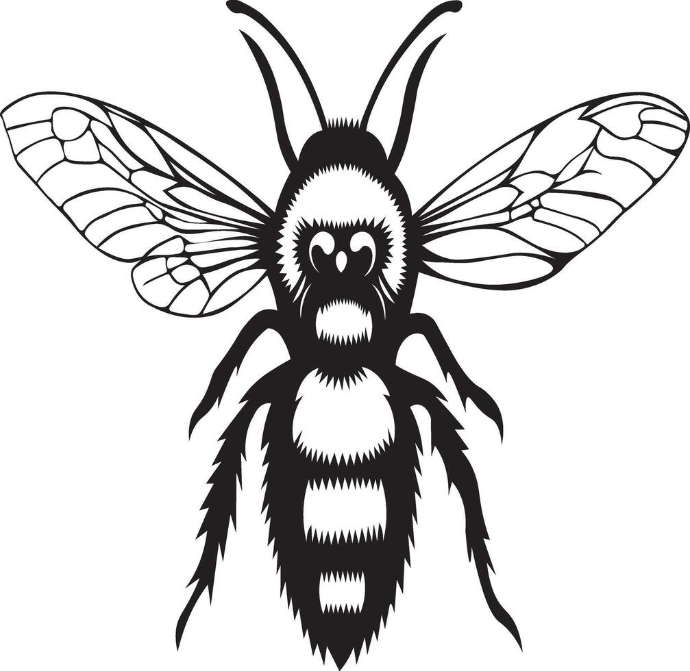 Honey Bee Engraving Design Silhouette Art Illustration on a White Background vector