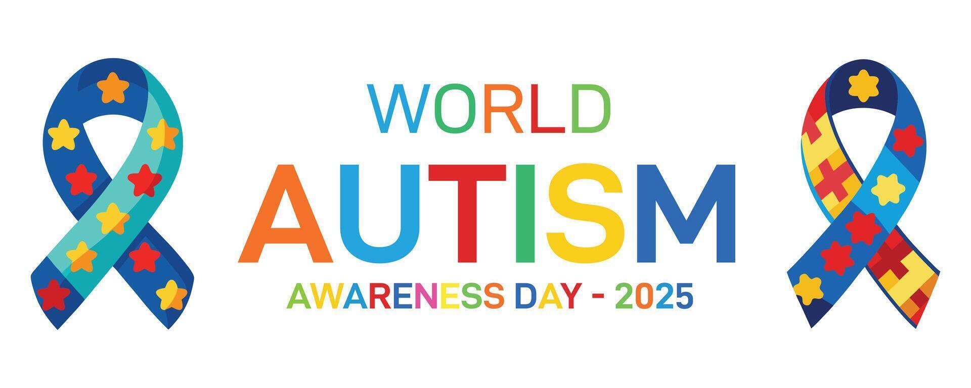 World Autism Awareness Day is observed every year in April banners, flyers, and medical posters on 2 April celebrate the month vector