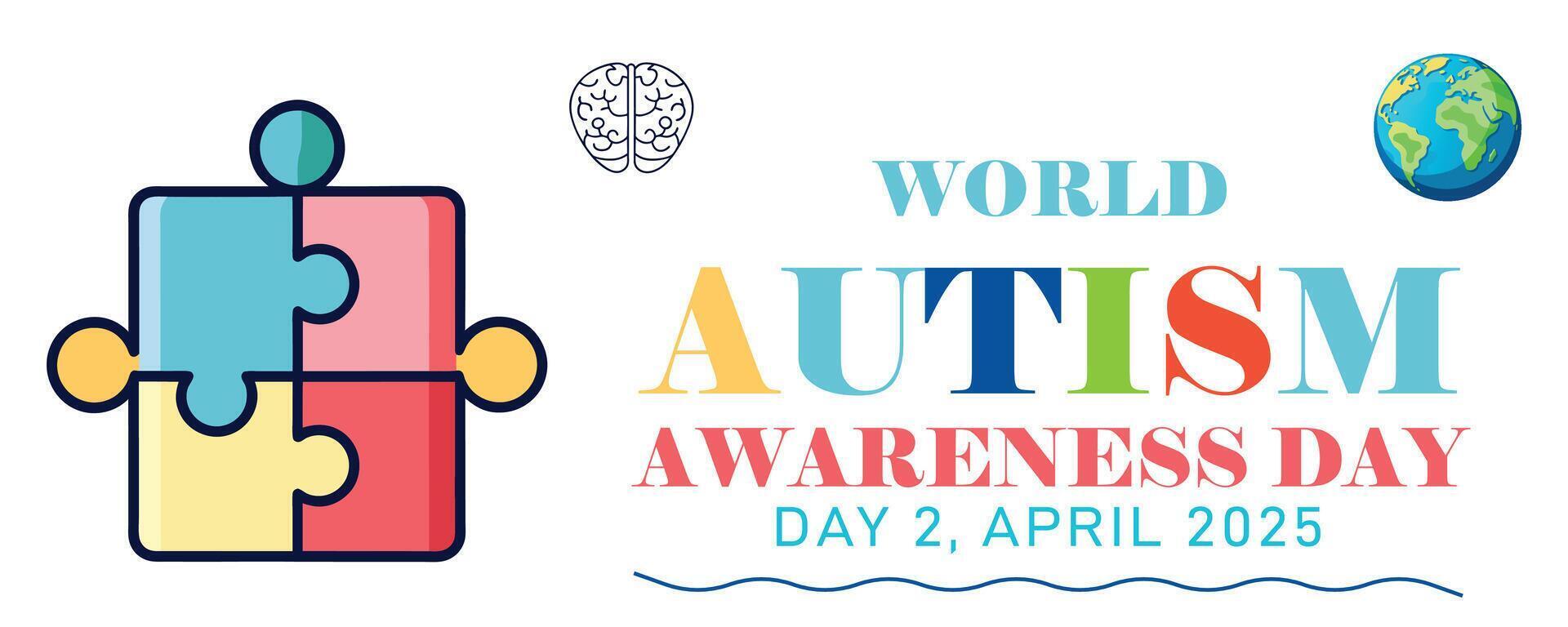 World Autism Awareness Day is observed every year in April banners, flyers, and medical posters on 2 April celebrate vector