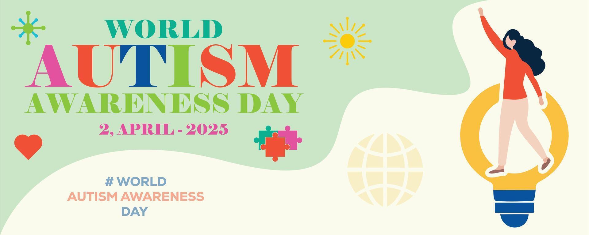 World Autism Awareness Day is observed every year in April banners, flyers, and medical posters 2 April celebrate the month vector