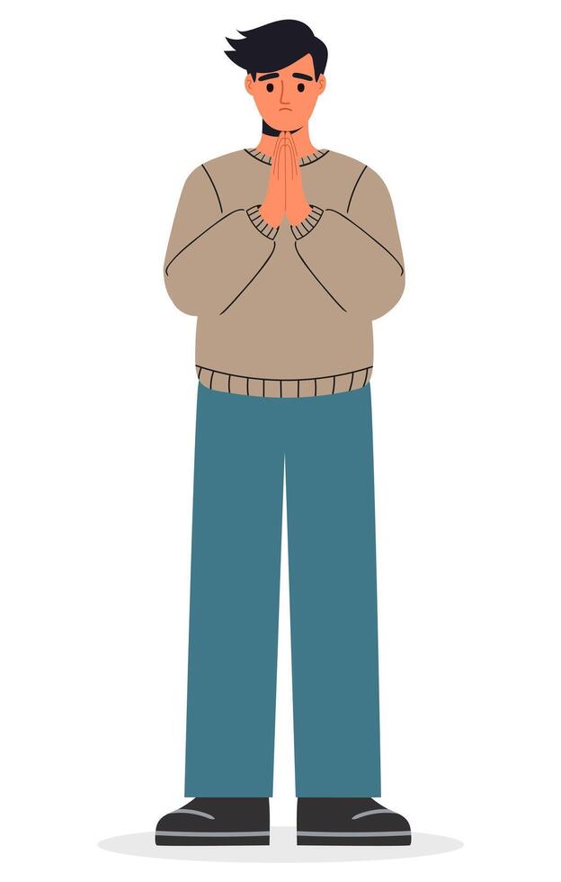 Man holding a SORRY sign, seeking forgiveness and saying sorry vector