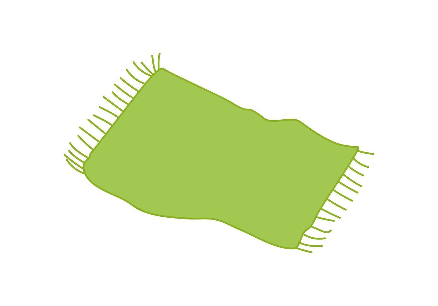 Light green beach towel, stole or coverlet with fringe vector