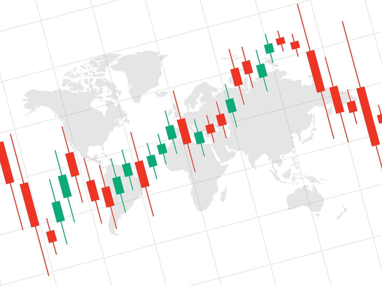 Stock Market Candlestick Chart Over World Map vector