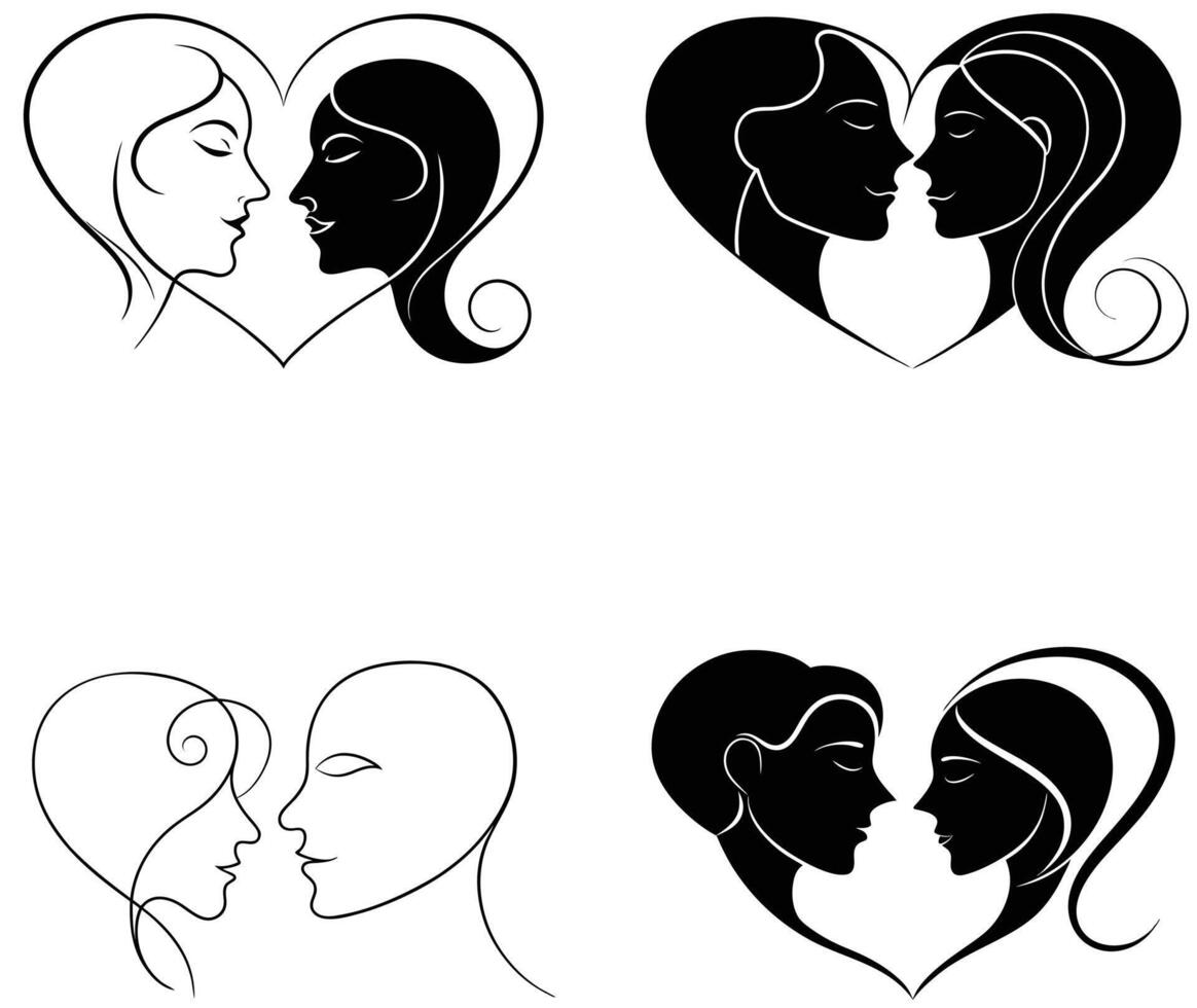 Couple love icons set vector