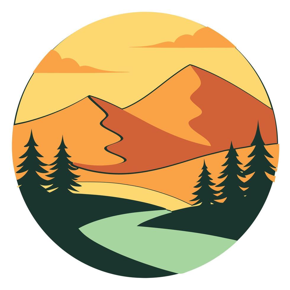 Mountain Landscape circular vector