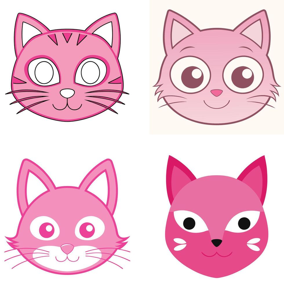 Cute Cat Expressions Art vector