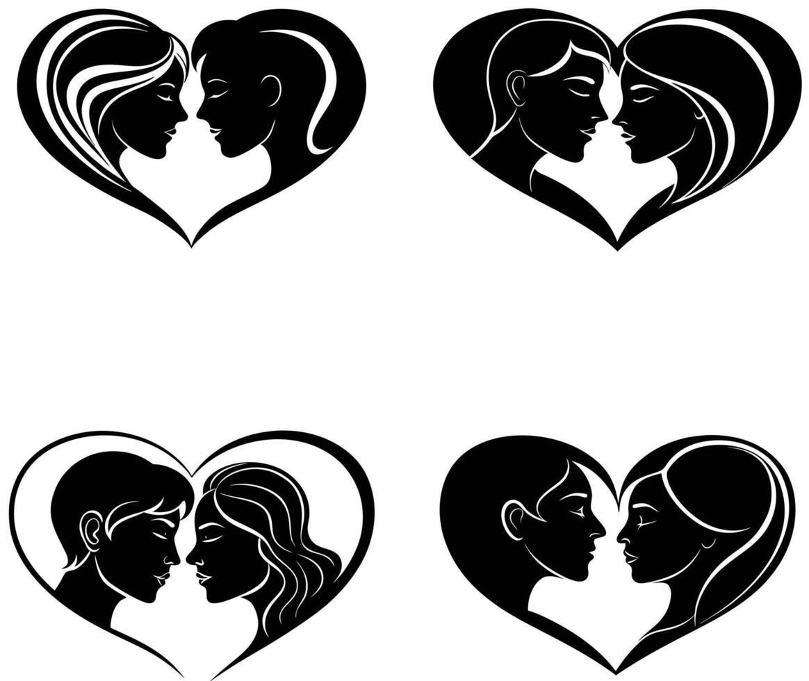 Couple art in heart in love vector