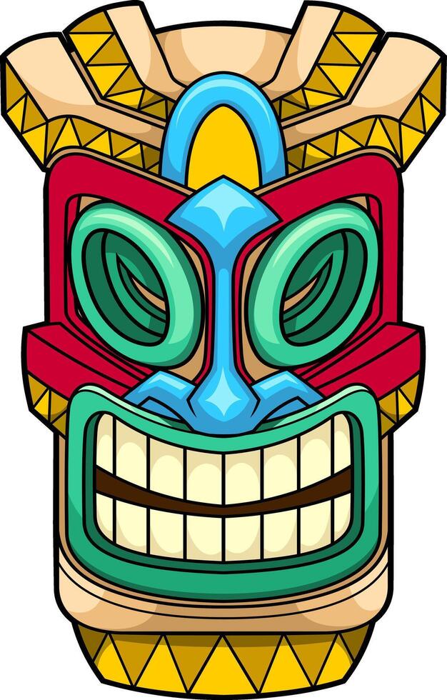 Sacred Tiki Idol With Bold Geometric Elements And Mythological Expression vector