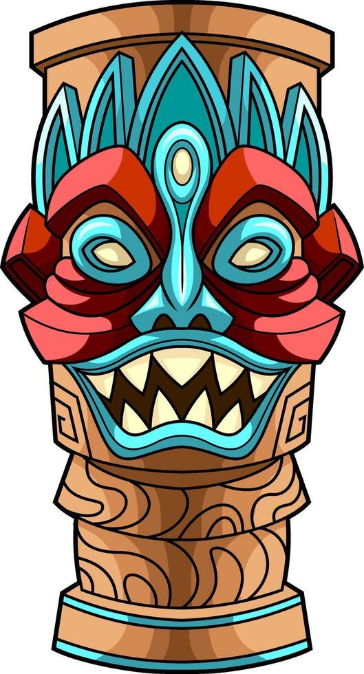 Mythological Tiki Idol With Abstract Carvings And Sacred Symbolism vector